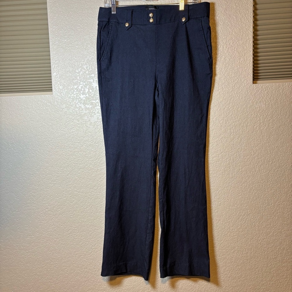 Rafaella navy blue linen-blend trouser pants. Women’s Size Large